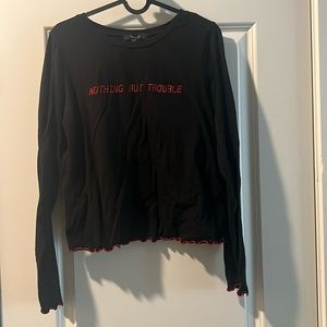 Black Long Sleeve Crop Top